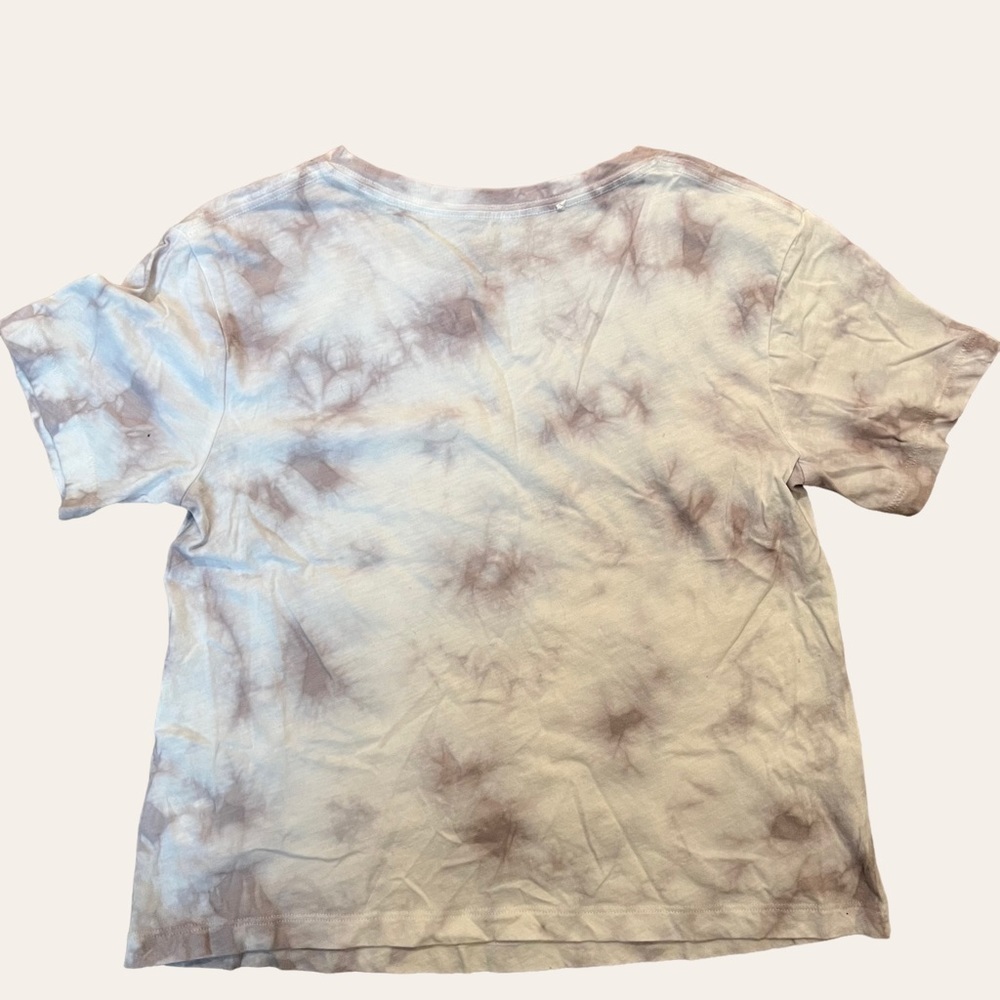 Athleta Gray Tie-Dye Short Sleeve Organic Cotton Daily Crew Cropped Tee XS - Picture 6 of 8